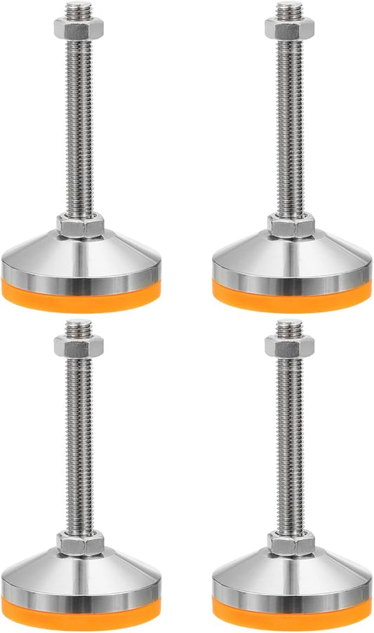 PATIKIL Furniture Leveling Feet 3.2" Dia Base M12 Thread, 4 Pcs Carbon Steel Adjustable Threaded Furniture Levelers Screw on Leg Leveler with Pads for Desk Chair Cabinet, Orange