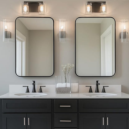 Antok Bathroom Mirror, 22"x30" Wall Mirror, Decorative Mirrors Vanity Mirror Aluminum Alloy Frame Contemporary Hanging Mirror for Living Room Bathroom Entryway, Black