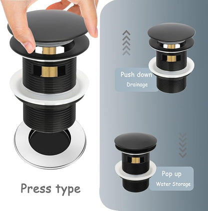 Tub Stopper Bathtub Drain, Brass Pop-up Freestanding Bathtub Drain Stopper, Fits Most Freestanding Tub Rough- in Kits (Black)