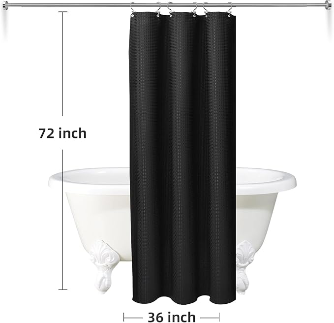 LaCyan 3 in 1 Waterproof Waffle Weave Shower Curtain and Clear Liner Set with 12 Stainless Steel Hooks Double Sided for Bathroom 72 Inches Heavy Duty Polyester Fabric Shower Curtains 36x72