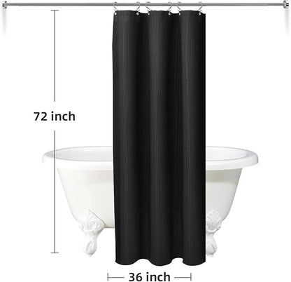 LaCyan 3 in 1 Waterproof Waffle Weave Shower Curtain and Clear Liner Set with 12 Stainless Steel Hooks Double Sided for Bathroom 72 Inches Heavy Duty Polyester Fabric Shower Curtains 36x72