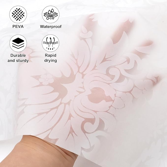 PEVA Shower Curtain, 72 x 72 Water Repellent Premium Bathroom Shower Curtain with 3 Magnetic Weights for Shower Stall, Bathtubs (White Flowers)