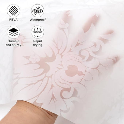 PEVA Shower Curtain, 72 x 72 Water Repellent Premium Bathroom Shower Curtain with 3 Magnetic Weights for Shower Stall, Bathtubs (White Flowers)