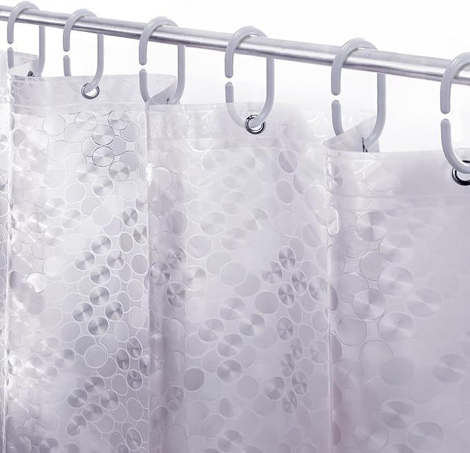 LiBa PEVA Shower Curtain Liner with 12 Plastic Rings, 8G Waterproof Shower Liner, 72x72 Inch Clear Shower Curtain with Magnets, Weighted Bathroom, 3D Clear Bubbles Pattern