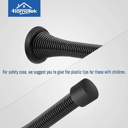 HOMOTEK 40 Pack Black Spring Door Stops,3-1/8" Heavy Duty Door Stop - Flexible Spring Door Stopper with Low Mounted Black Rubber Bumper Tips