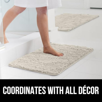 GORILLA GRIP Bath Rug Mat 60x24, Soft Absorbent Chenille, Quick Dry Microfiber Mats, Rubber Backing Washable Shower Floor Rugs, Bathmat Runner, US Designed Bathroom Home Decor Accessories Charcoal