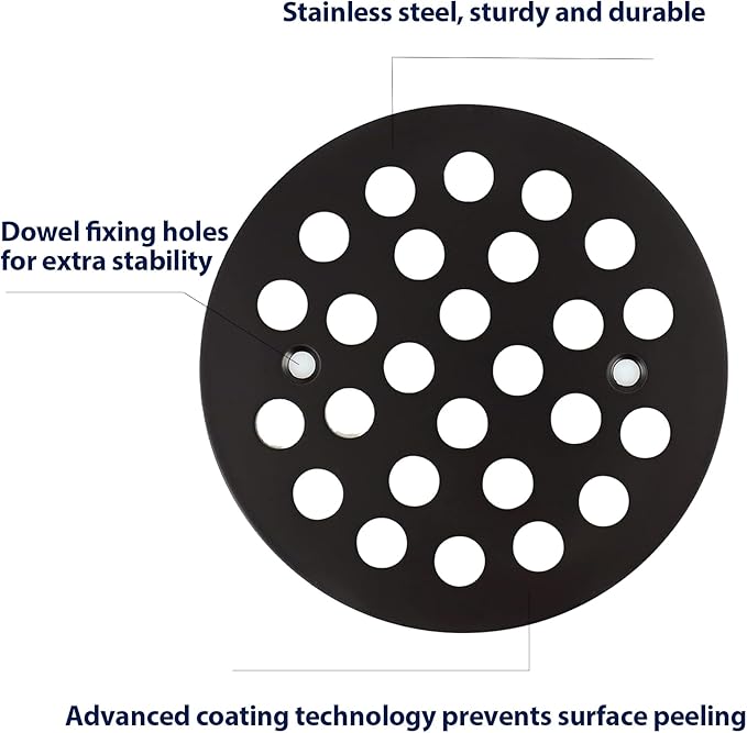 4-1/4” Round Shower Drain Cover,Screw-in Shower Drain Strainer,Easy-to-Install Replacement Cover
