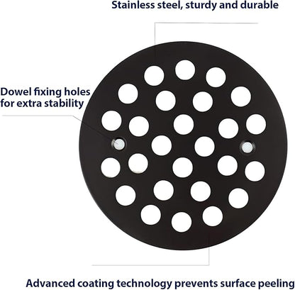 4-1/4” Round Shower Drain Cover,Screw-in Shower Drain Strainer,Easy-to-Install Replacement Cover