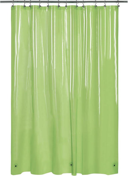 Barossa Design Clear Green Long Shower Curtain Liner 78" Height - 3 Magnets & Waterproof Lightweight PEVA Shower Liner for Bath Tub, PVC Free, Metal Grommets, Clear Green, 72x78