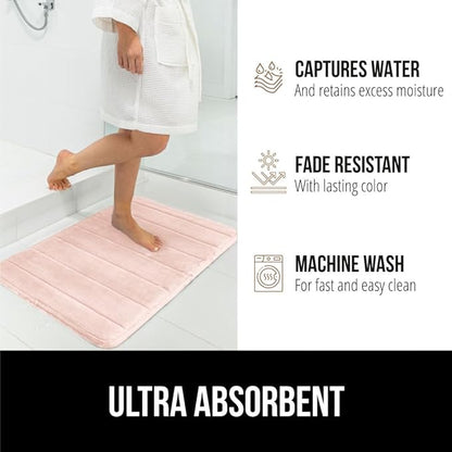 GORILLA GRIP Memory Foam Bath Mat, Soft Absorbent US Designed Bathroom Rug, Gripping Dots Machine Washable Bathmat, Cushioned Floor Mats, Shower Sink Rugs Room Décor Accessories, 36x24 Pink