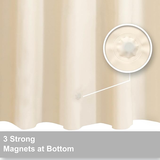 Barossa Design Extra Long Beige Shower Curtain Liner with 3 Magnets - 72" x 84" XL, Waterproof PEVA Lightweight Shower Liner for Bathroom, PVC Free, Metal Grommets - Beige, 72x84