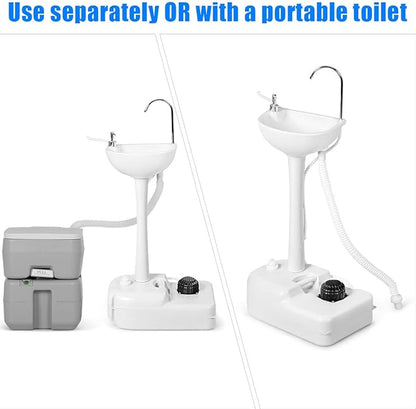 S AFSTAR Portable Hand Sink, Camping Sink with Wheels, 4.5 Gal Water Tank & Soap Dispenser, Rolling Hand Wash Basin Stand W/6.5 Gal Sewage Tank, Foot Pump Hand Wash Station for RV Outdoor Gatherings