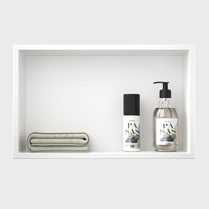 Stainless Steel Shower Niche 20" X 12" White No Tile Needed Niche Shower for Bathroom Storage Recessed Wall Shelf Over Mount Installation