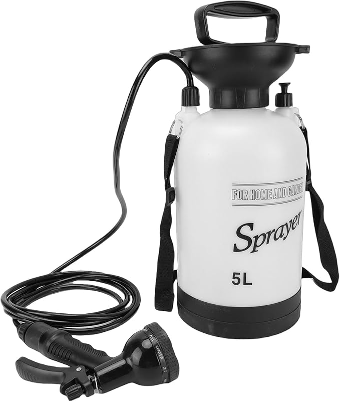 Portable Camping Shower, 5l Auto Manual Pressure Shower Pump with 360 Rotating Nozzle, Flow Adjustment Knob & Anti Slip Handle, Versatile Use for Hiking, Travel, Pet Bath