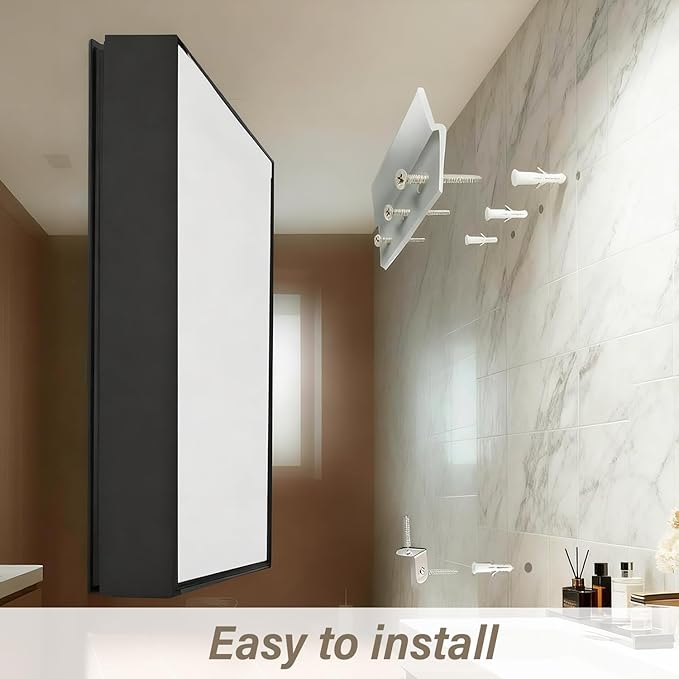 Aluminum Medicine Cabinet with Light,Stepless Glass Shelf,3 Colors Temperature,Dimmer,Backlit Lighting,Internal Light,USB Shaver Socket,Defogger,61cm×76cm