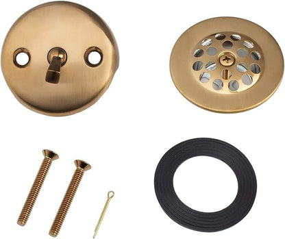 Artiwell Trip Lever Tub Trim Kit Set With Trip Lever Overflow Face Plate, Trip Lever Bathtub Drain with Strainer, Overflow and Matching Screws (BRUSHED GOLD)