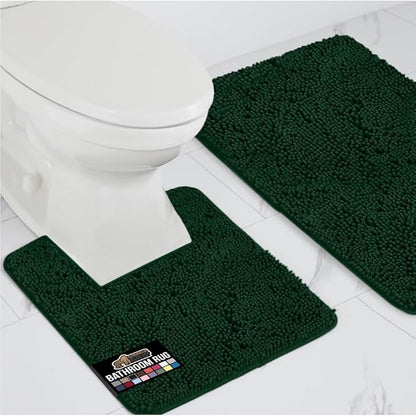 GORILLA GRIP Bathroom Rug Sets, Soft Chenille 2 Piece Area Rugs Set, Toilet Base Mat and 30x20 Carpet, Absorbent Microfiber Washable Mats Dry Quickly, Home Décor and Bath Room Accessories, Hunter