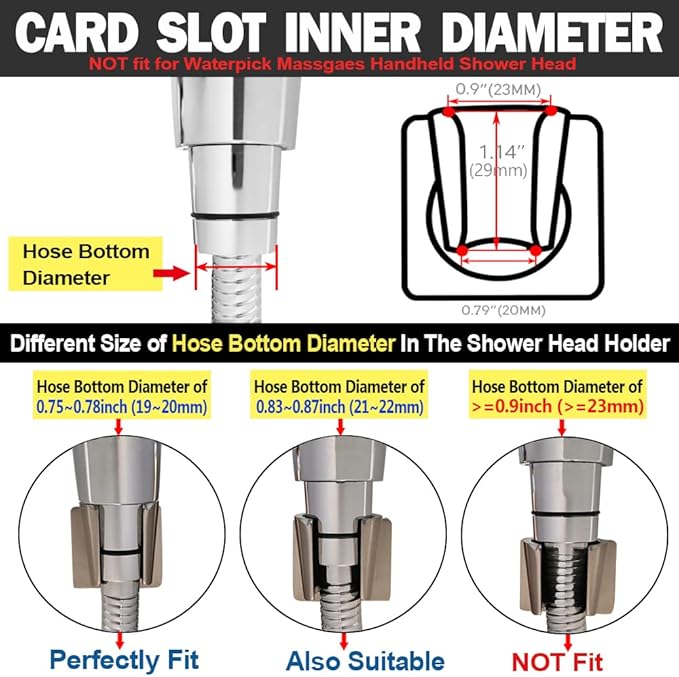 Shower Head Holder All Metal Handheld Shower Wand Bracket Adhesive Shower Wall Mount Holder Brass Shower Spray Holder Brushed Nickel, Drill Free Glue Installation