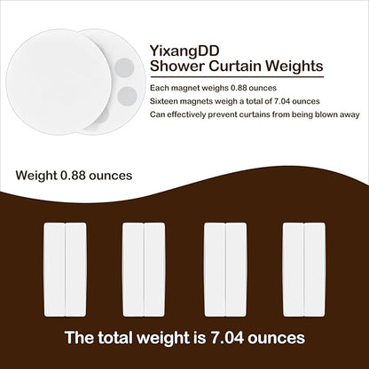 8 Pack Shower Curtain Weights, Rubber Covered Magnetic Curtain Weights, Shower Magnets for Curtain Liner Prevent from Blowing Around, Work for Drapery, Flag, Tablecloth (4 Pairs)