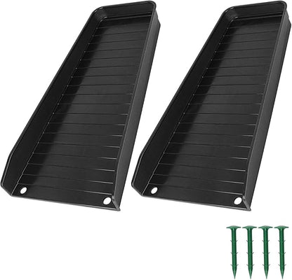 Gutter Downspout Splash Block,16.3"Drain Gutter Guard Diverter,Gutter Downspout Extensions for Water Drainage, Fixable Down Spout Drain Trays,Drainage to Protect House Foundations (2PC Black)