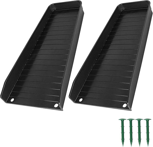 Gutter Downspout Splash Block,16.3"Drain Gutter Guard Diverter,Gutter Downspout Extensions for Water Drainage, Fixable Down Spout Drain Trays,Drainage to Protect House Foundations (2PC Black)