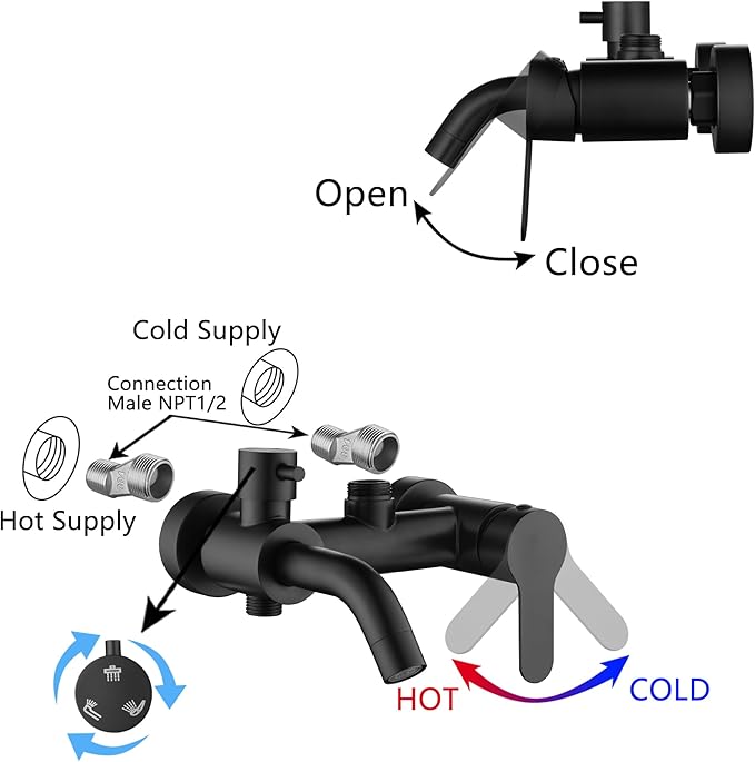 Shower Faucet - Shower Faucets Sets Complete, Shower System - Outdoor Shower Kit/Outdoor Shower Fixtures W/ SS304 Shower Head with 3 modes Handheld, Matte Black