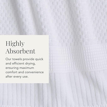 NY Loft 100% Cotton 6 Piece Bath Towel Set | White Towels | Oeko-TEX® Standard 100 | Soft & Absorbent, Quick-Dry | 2 Bath Towels 2 Hand Towels and 2 Washcloths | Trinity Collection - White