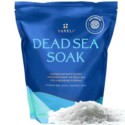 Yareli Magnesium Flakes, 5lb, Dead Sea Bath and Foot Soak, Alternative to Epsom Salt with Over 250,000mg of Magnesium Chloride Per Bag