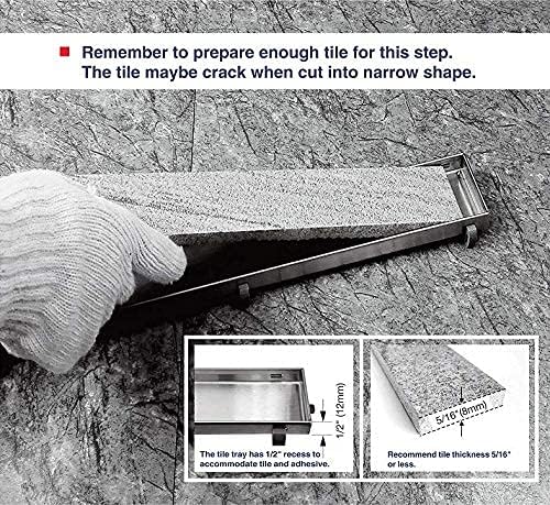 Neodrain 28-Inch Linear Shower Drain with Tile Insert Grate,Brushed 304 Stainless Steel Rectangle Shower Floor Drain,Linear Drain with Leveling Feet, Hair Strainer