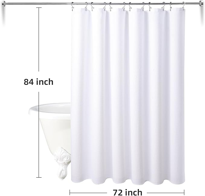 LaCyan 3 in 1 Waterproof Waffle Weave Shower Curtain and Clear Liner Set with 12 Stainless Steel Hooks Double Sided for Bathroom 72 Inches Heavy Duty Polyester Fabric Shower Curtains 72x84