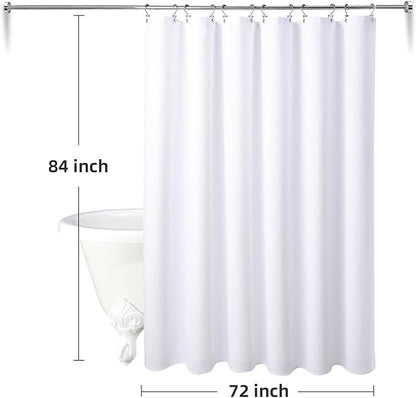 LaCyan 3 in 1 Waterproof Waffle Weave Shower Curtain and Clear Liner Set with 12 Stainless Steel Hooks Double Sided for Bathroom 72 Inches Heavy Duty Polyester Fabric Shower Curtains 72x84
