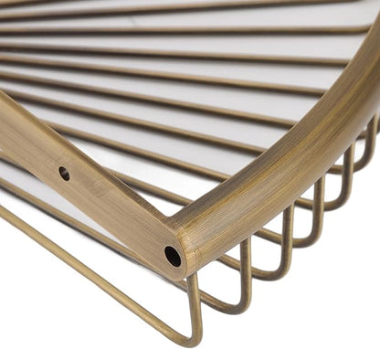 Corner Shower Shelves, Vintage Brass Triangular Corner ShowerCaddy Storage Rack Organizer with Screws for Dorm Toilet Bathroom Kitchen
