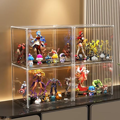 2X-Large 15.7"X11.8"X9.8" Acrylic Display Case, Clear Organizer Box Plastic Holder with Magnetic Door for Handbags, Purses, Boots, Figures, Book