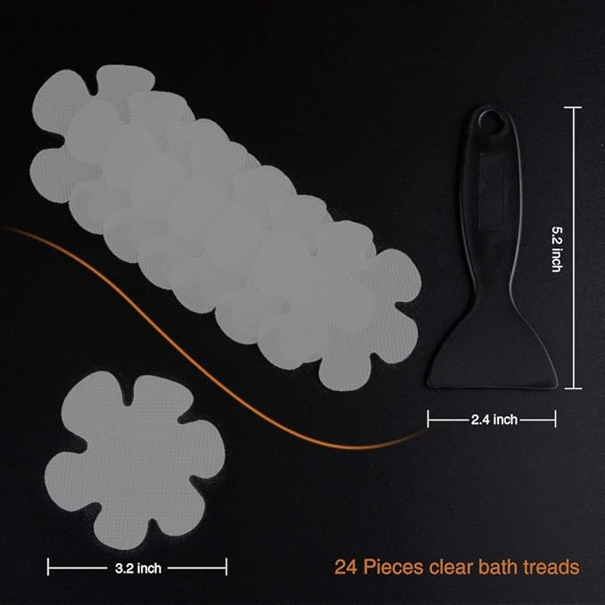Bathtub Stickers Non-Slip, 36PCS Safety Shower Treads Adhesive Appliques with Premium Scraper Grey