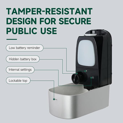 Commercial Automatic Soap Dispenser Large 34oz/1000ml Capacity Wall-Mounted Touchless Liquid Dispenser for High-Traffic Restrooms, Offices, Hospitals Model AD1220S Silver