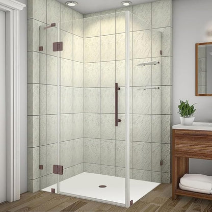 Avalux GS 40 in. W x 36 in. D x 72 in. H Rectangular Pivot Frameless Corner Shower Enclosure in Bronze with Clear Glass