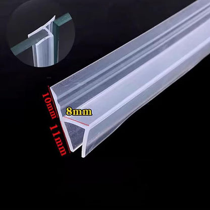 Frameless Soft Shower Door Sweep Seal Drip Rail, Glass Shower Silicone Door Seal Strip,Weatherproof Silicone Seal Fit for Glass (H Type, 8mm (5/16"))