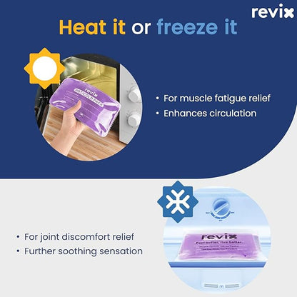REVIX Ice Packs for Injuries Reusable, 2 Packs Hot & Cold Gel Ice Packs with PVC Cooling Design & Adjustable Strap, Flexible Therapy on Joints, Muscles, Shoulder, Back and Knee (10" x 5" Purple)