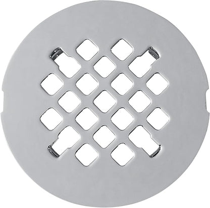 4 ¼” Chrome Snap-in Shower Drain Cover -Solid Brass Construction - 4.25" OD Premium Round Grate Strainer - Easy Install - Professional Grade and Durability - Polished Finish