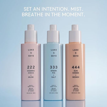 Lake & Skye 444 Sunkissed + Monoi Hair & Body Mist 3.4 FL OZ (100 mL), Bergamot, Pineapple, Jasmine, Musk, Sandalwood, Hydrating