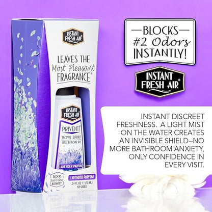 Signature PRIVENTI Toilet Spray, Lavender Parfum Bathroom Spray with Noxban Technology Odor Elimination, Travel Size, Long-Lasting Freshness for Home, Travel or Work, 2.4 Oz. - INSTANT FRESH AIR
