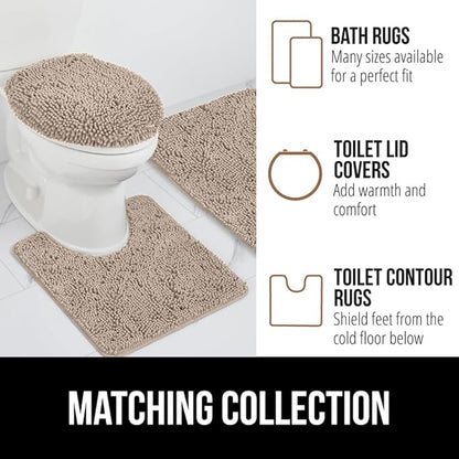 GORILLA GRIP Bath Rug Mat 70x24, Thick Absorbent Chenille, Quick Dry Microfiber Mats, Rubber Backing Washable Shower Floor Rugs, Bathmat Runner, US Designed Bathroom Home Decor Accessories Gray Beige
