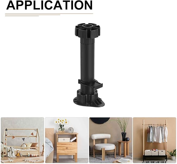 150x46mm(LxW) Adjustable Leveling Feet - 8Pack- Good for Furniture - Leveler Support Frame Replacement Legs - Black