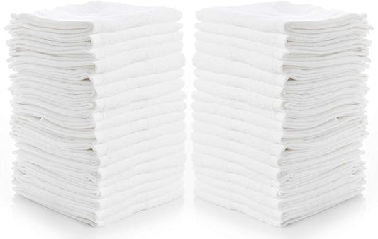 Simpli-Magic 79078 Cotton Washcloths, Pack of 24, 12” x 12”, White