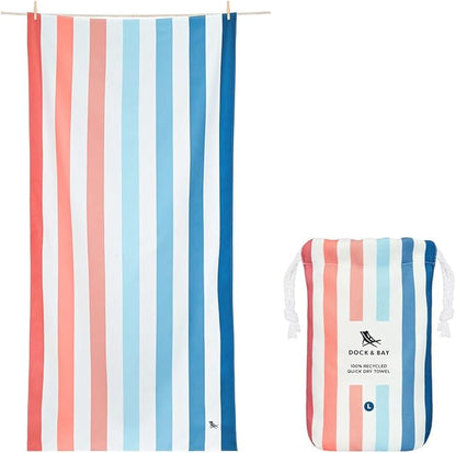 Dock & Bay Beach Towel - Quick Dry, Sand Free - Compact, Lightweight - 100% Recycled - Includes Bag - Summer - Sand to Sea, Extra Large (200x90cm, 78x35)