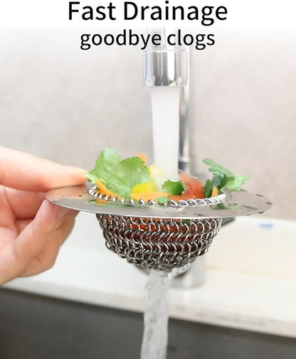 TRAPMATE 2 Pack Bathroom Sink Drain Strainer, 4.4" Fast Drainage Shower Drain Hair Catcher, Anti-Slip Bathtub Drain Hair Catcher, Stainless Steel Shower Drain Cover for Tub, Sink (Patented Product)