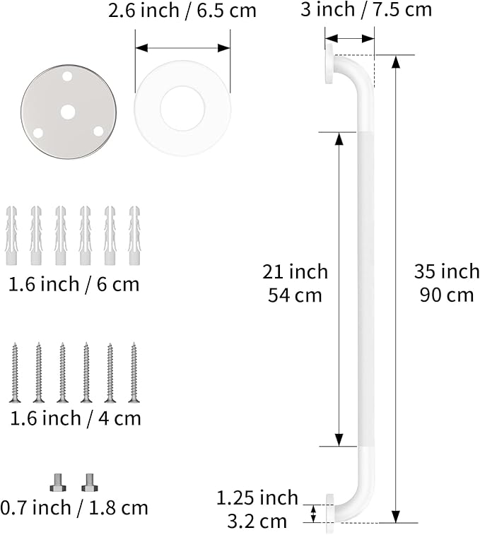36 Inch Anti Slip Shower Grab Bar Oil Rubbed White, Munzong Bathroom Grab Bar, Knurled Bathroom Balance Bar,Safety Hand Rail Support Handicap Elderly Injury Senior Assist Bath Handle