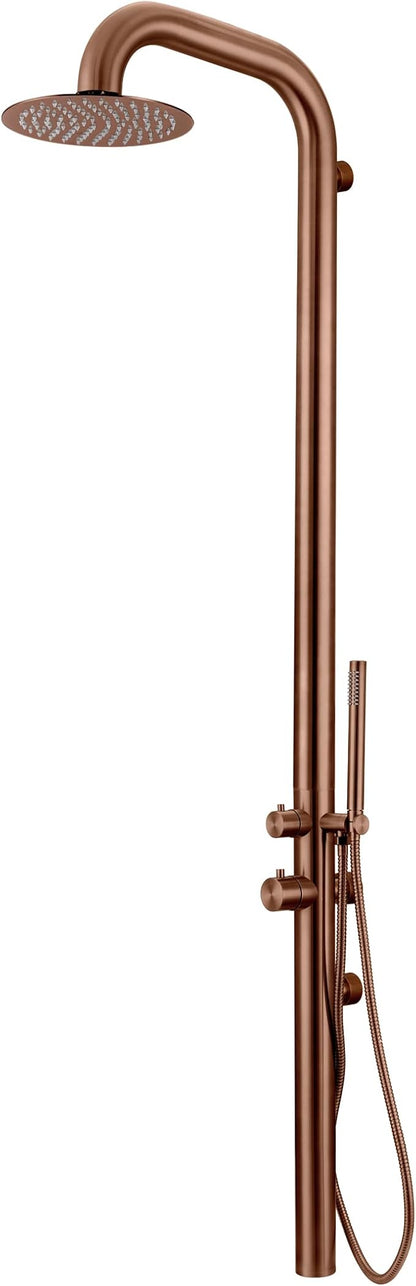 HEATGENE Outdoor Shower with Body Jets and Handheld, Wall-Mounted Shower Head for Outside/Poolside/Patio Drench Shower - Rose Gold