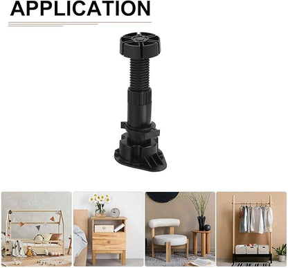 100x44mm(LxW) Adjustable Leveling Feet - 8Pack- Good for Furniture - Leveler Support Frame Replacement Legs - Black