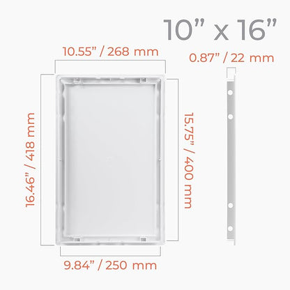 10x16 Inch White Access Panel – ABS Plastic Rectangular Wall & Ceiling Access Door for Plumbing Electrical HVAC – Easy Install Indoor Panel for Drywall, Home Improvement and Maintenance